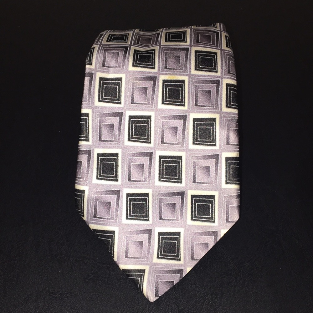 NWT Van Heiden 100% silk men’s Tie Blck/gray/why